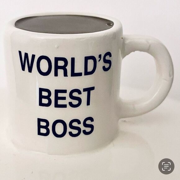 NWT NBC The Office World's Best Boss Large 10" White Ceramic Canister Jar w/ Lid - Picture 4 of 16